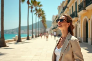 Promenade méditerranéenne ensoleillée évoquant les lieux de tournage de la série Demain nous appartient à Sète